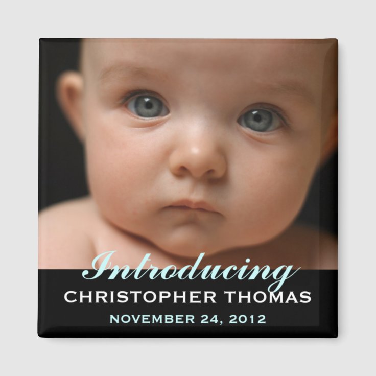 Modern Style Baby Birth Announcement Photo Magnet | Zazzle