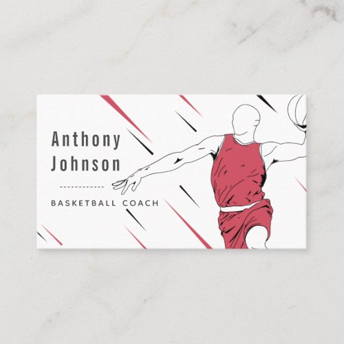 Modern Style Basketball Coach Trainer Social Media Business Card