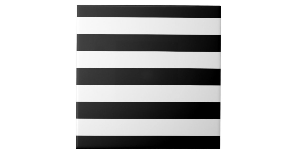 Modern Style Black And White Stripes Ceramic Tile | Zazzle