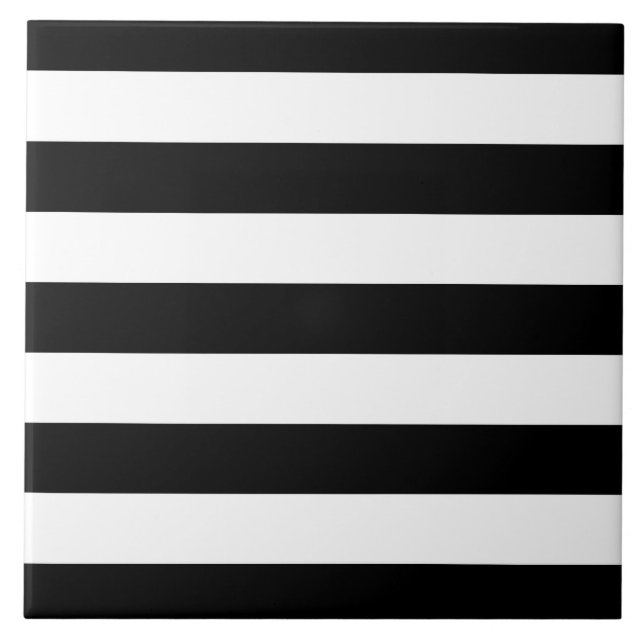Modern Style Black And White Stripes Ceramic Tile (Front)