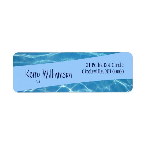 Modern Style Blue Water and Blue Diagonal Ribbon Label