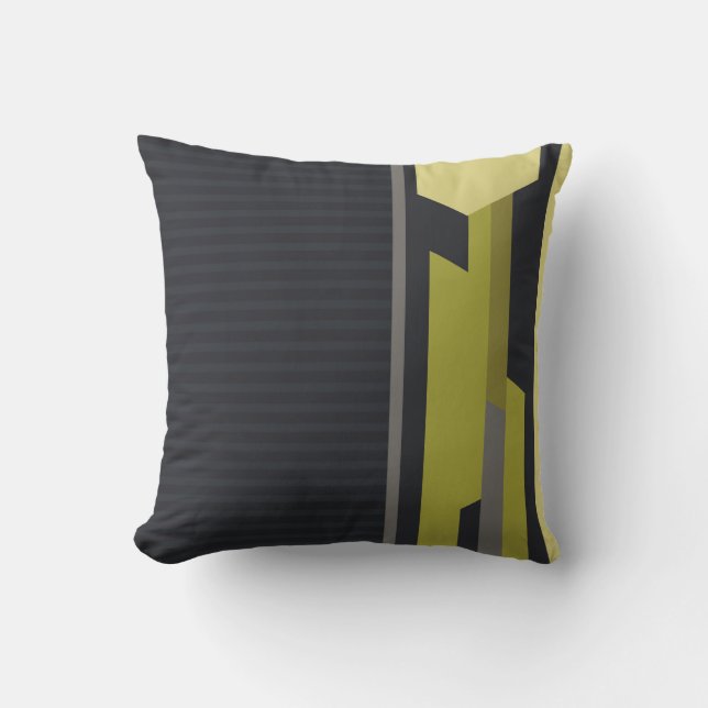 Modern Style Charcoal Pinstripe Green Cushions (Front)