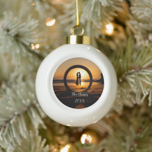 Modern Style Custom Photo Ceramic Ball Christmas Ornament (Tree)