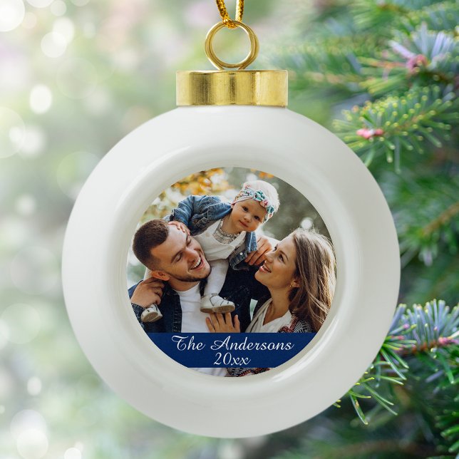 Modern Style Custom Photo Ceramic Ball Christmas Ornament (Creator Uploaded)