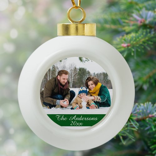 Modern Style Custom Photo Ceramic Ball Christmas Ornament