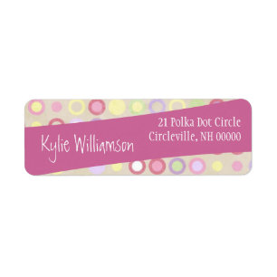 Modern Style Dots and Circles Pink Diagonal Ribbon Label