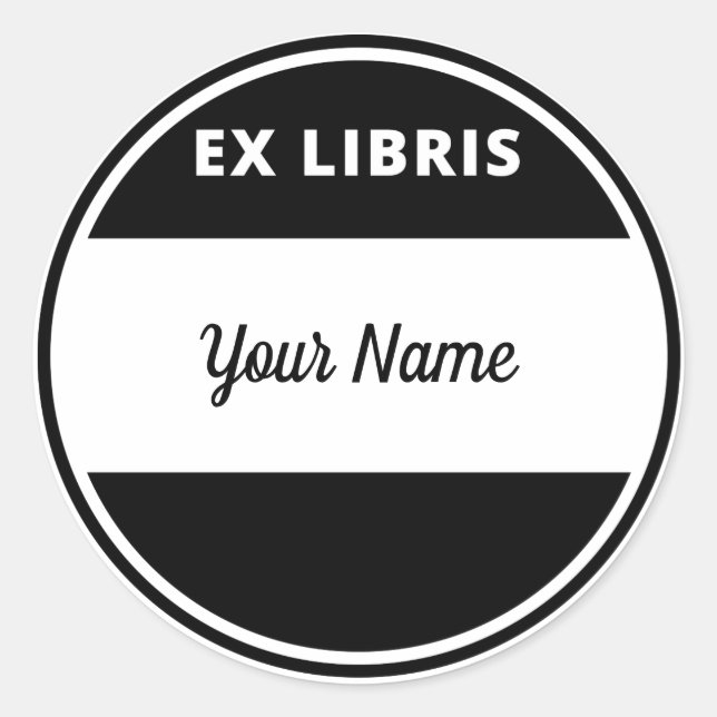 Modern Style Ex Libris Bookplate with Your Name (Front)
