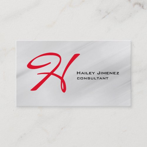 Modern Style Grey Red Monogram Professional Business Card