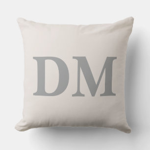 Modern style initials Cool big letters Grey Outdoor Pillow
