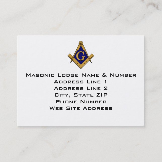 Modern Style Masonic Lodge Business Card (Front)