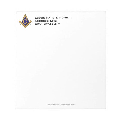 Modern Style Masonic Lodge Notepad