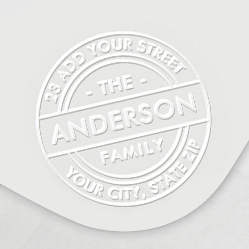 Modern style minimalist family return address embosser