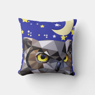Modern Style Owl and Night Sky Throw Pillow