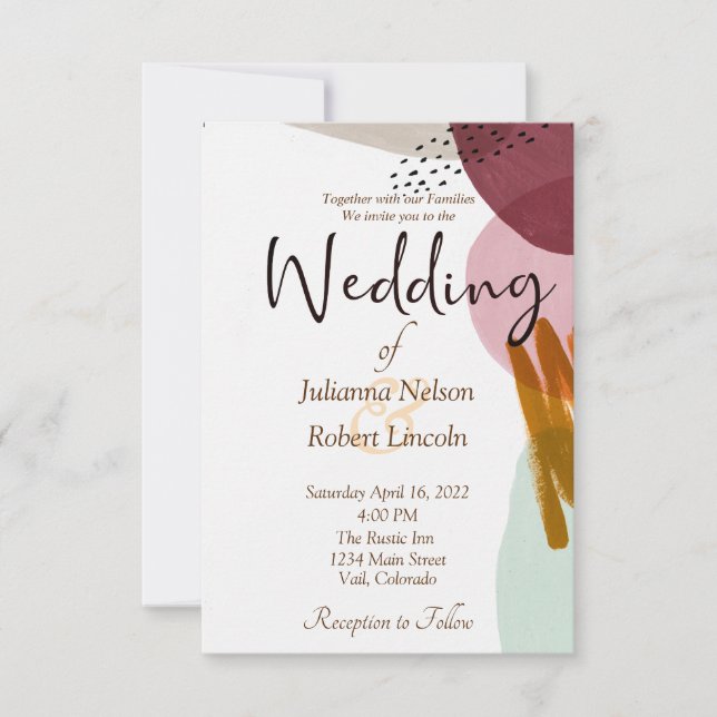 Modern style paint wedding invitation (Front)