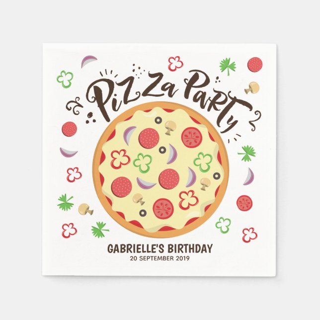 Modern Style Pizza Party Napkins (Front)