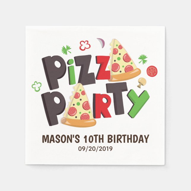 Modern Style Pizza Party Napkins (Front)