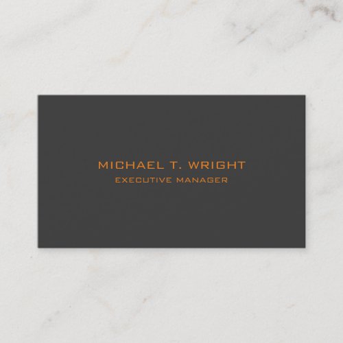Modern Style Plain Simple Grey Orange Professional Business Card