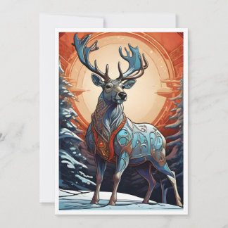 Modern style Reindeer, modern design, fantasy xmas Holiday Card