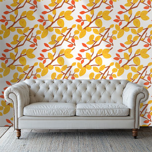 Modern Style Wallpaper Orange and Red Branches Wallpaper