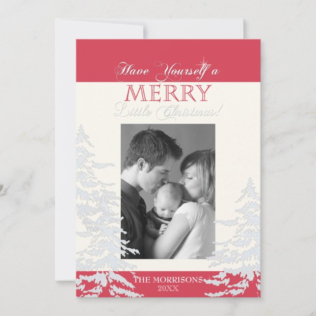 Modern Style White Christmas Trees Photo Cards (Front)