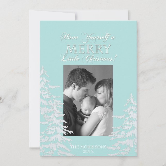 Modern Style White Christmas Trees Photo Cards (Front)