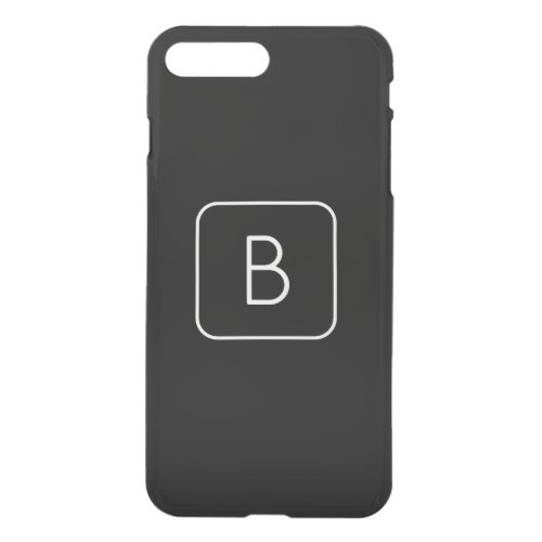 Modern Styled Initial Monogram  Black iPhone 8 Plus7 Plus Case
