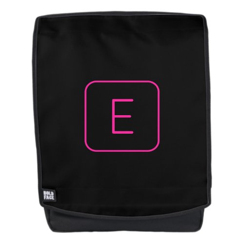 Modern Styled Initial Monogram  Pink  Black Backpack