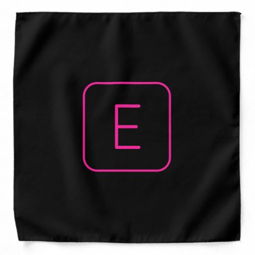 Modern Styled Initial Monogram  Pink  Black Bandana
