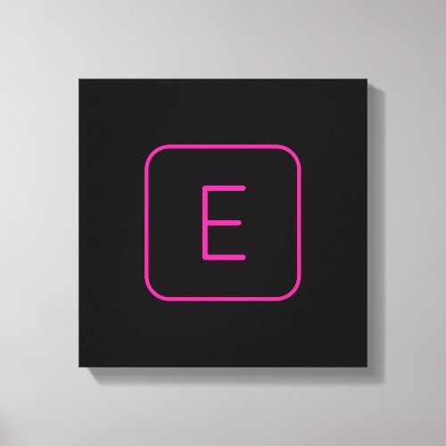 Modern Styled Initial Monogram  Pink  Black Canvas Print