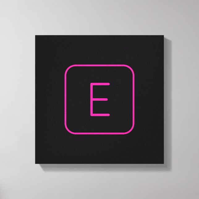 Modern Styled Initial Monogram | Pink & Black Canvas Print (Front)