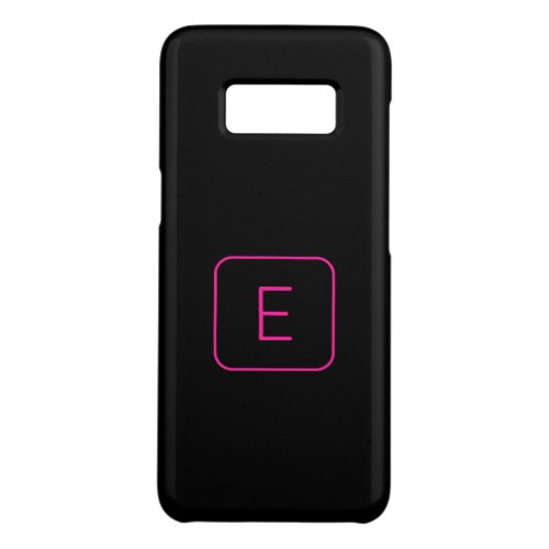 Modern Styled Initial Monogram  Pink  Black Case_Mate Samsung Galaxy S8 Case