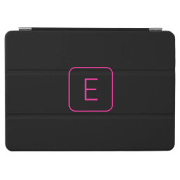 Modern Styled Initial Monogram | Pink &amp; Black iPad Air Cover