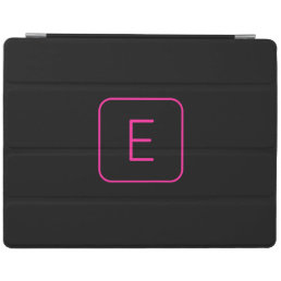 Modern Styled Initial Monogram | Pink &amp; Black iPad Smart Cover