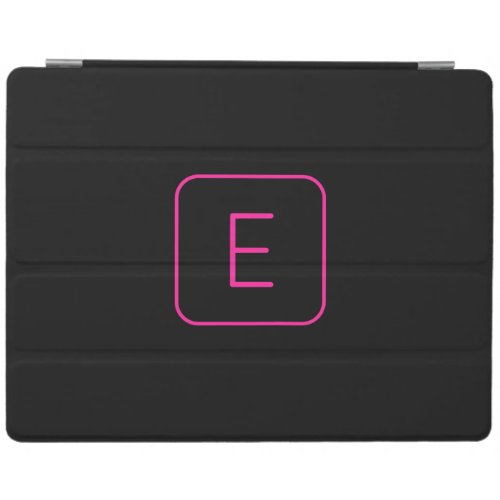 Modern Styled Initial Monogram  Pink  Black iPad Smart Cover