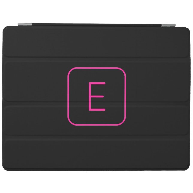 Modern Styled Initial Monogram | Pink & Black iPad Smart Cover (Horizontal)