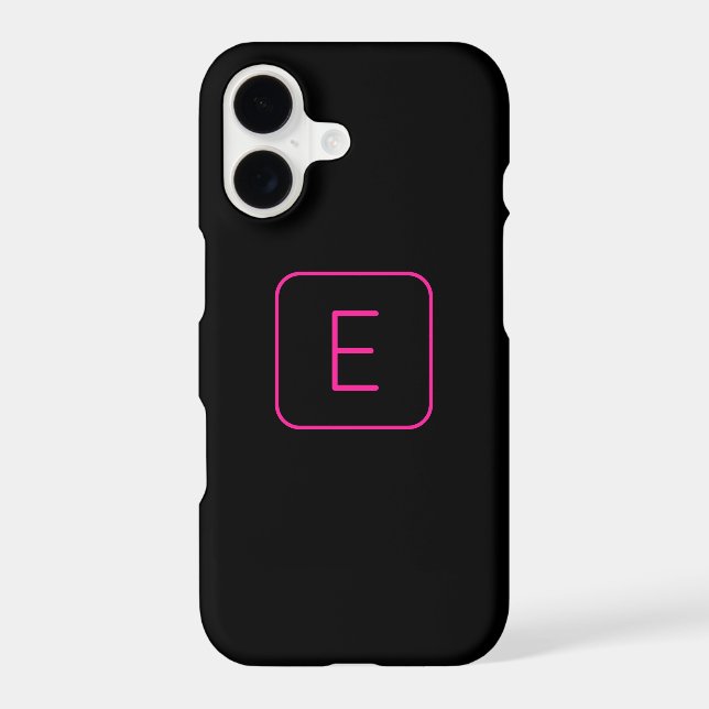 Modern Styled Initial Monogram | Pink & Black Iphone Case (Back)