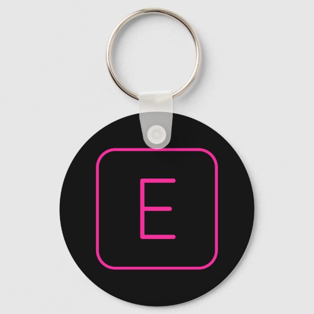 Modern Styled Initial Monogram | Pink & Black Keychain (Front)