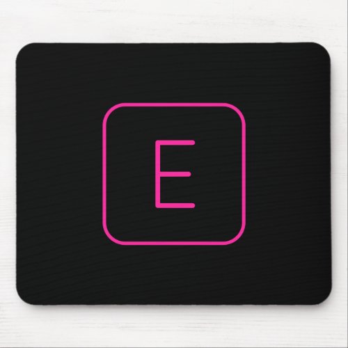 Modern Styled Initial Monogram  Pink  Black Mouse Pad