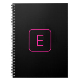 Modern Styled Initial Monogram | Pink &amp; Black Notebook