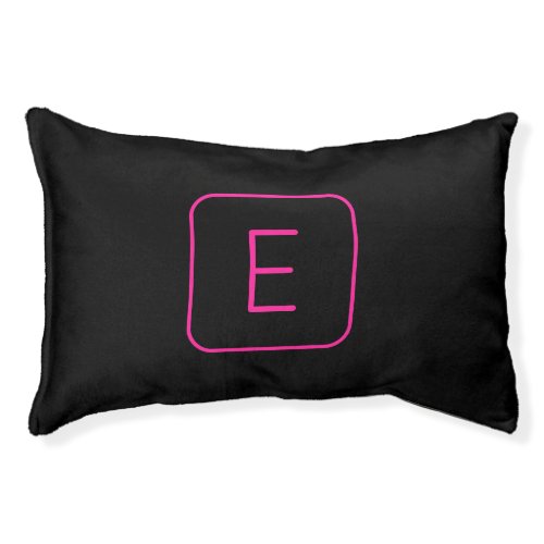 Modern Styled Initial Monogram  Pink  Black Pet Bed