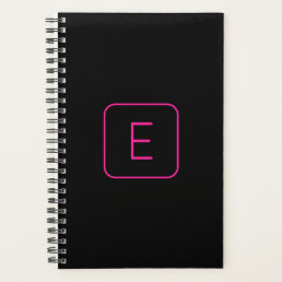 Modern Styled Initial Monogram | Pink &amp; Black Planner