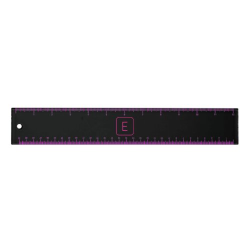 Modern Styled Initial Monogram  Pink  Black Ruler