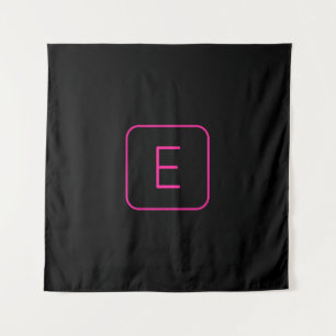 Modern Styled Initial Monogram   Pink & Black Tapestry