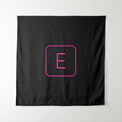 Modern Styled Initial Monogram  Pink  Black Tapestry