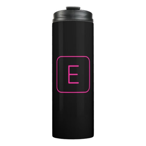 Modern Styled Initial Monogram  Pink  Black Thermal Tumbler