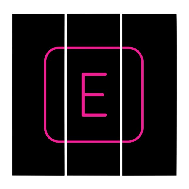 Modern Styled Initial Monogram | Pink & Black Triptych (Front)