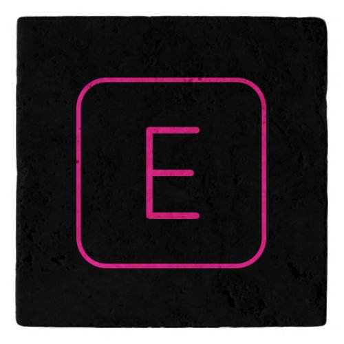 Modern Styled Initial Monogram  Pink  Black Trivet