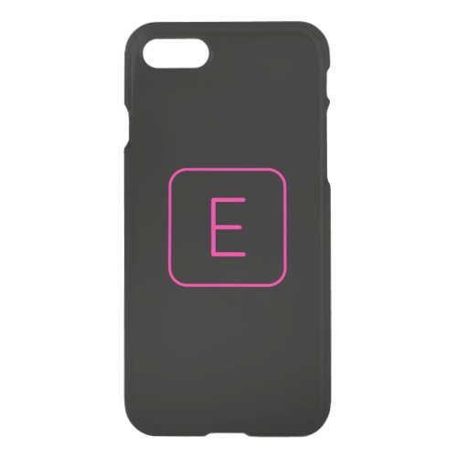 Modern Styled Initial Monogram  Pink  Black iPhone SE87 Case