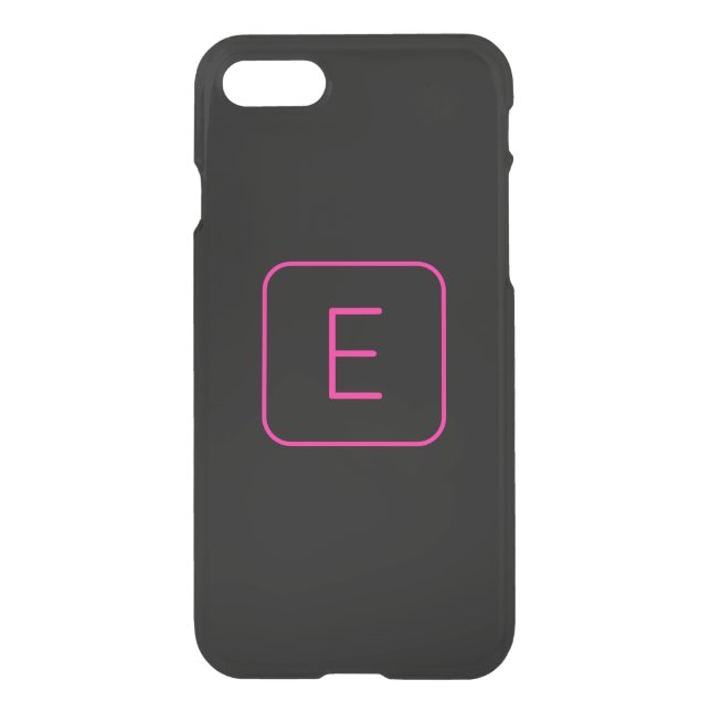 Modern Styled Initial Monogram | Pink & Black Uncommon iPhone Case (Back)