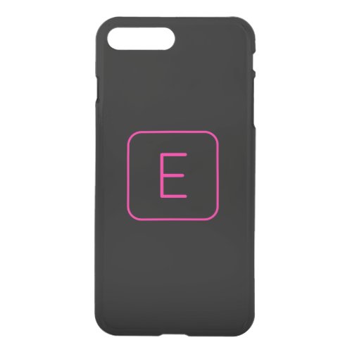 Modern Styled Initial Monogram  Pink  Black iPhone 8 Plus7 Plus Case